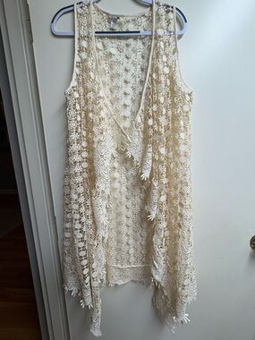 Cato Cream Crochet Lace Vest